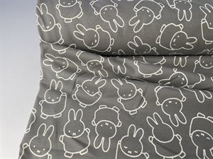 French Terry - Miffy kanin på grå bund